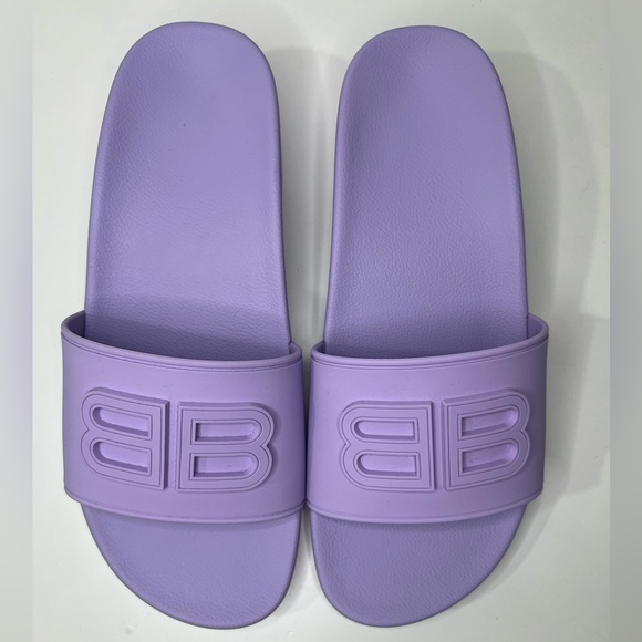 Balenciaga BB Logo Rubber Pool Wedge Slide Sandal Clog Heels - Picture 5 of 10
